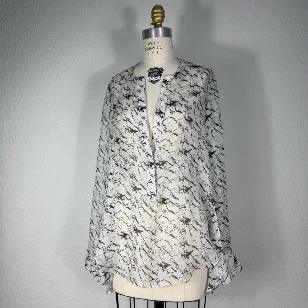 Derek Lam Monochrome marbled Patterned Blouse oversized Small 100%silk perfect
